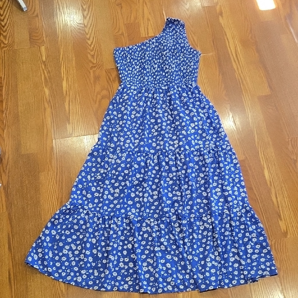 Women's Blue One The Shoulder Strap Dress